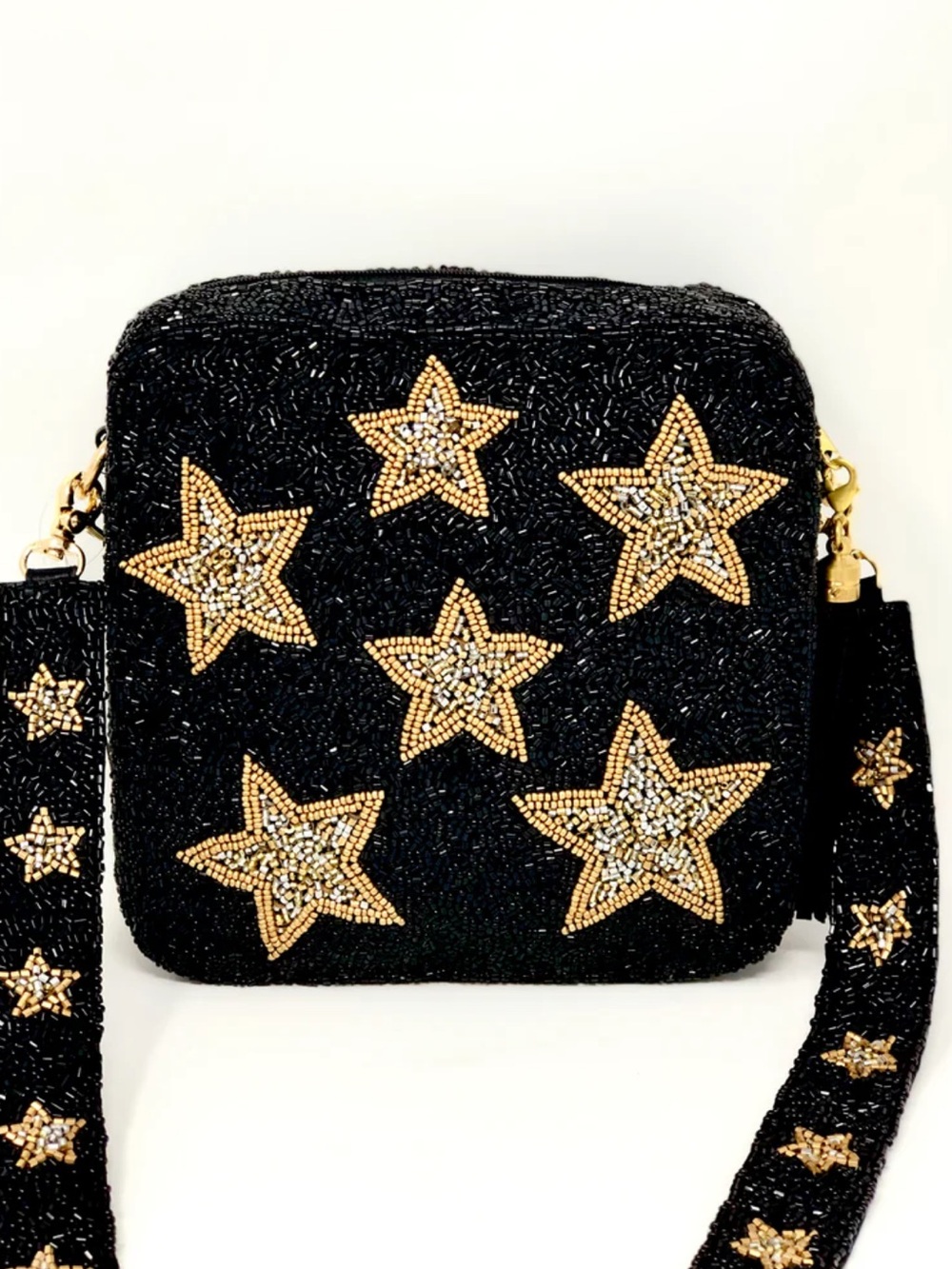 NWT beaded bag black with star design - Picture 4 of 9